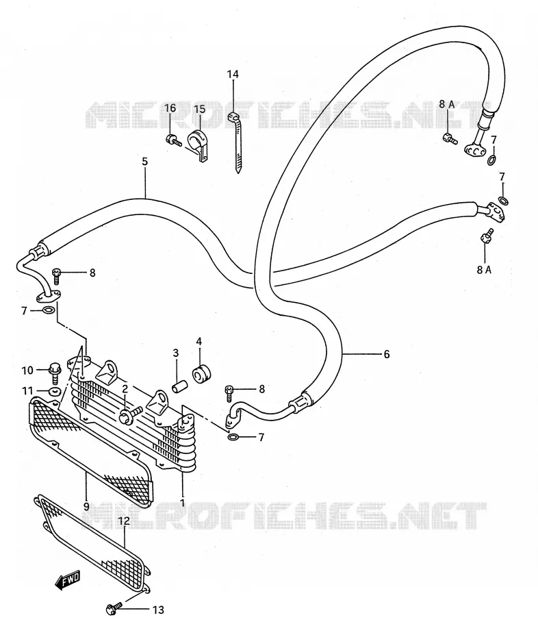 RADIATEUR D'HUILE Suzuki QUAD 300 KINGQUAD 1993  LT-F4WDXP(E28)