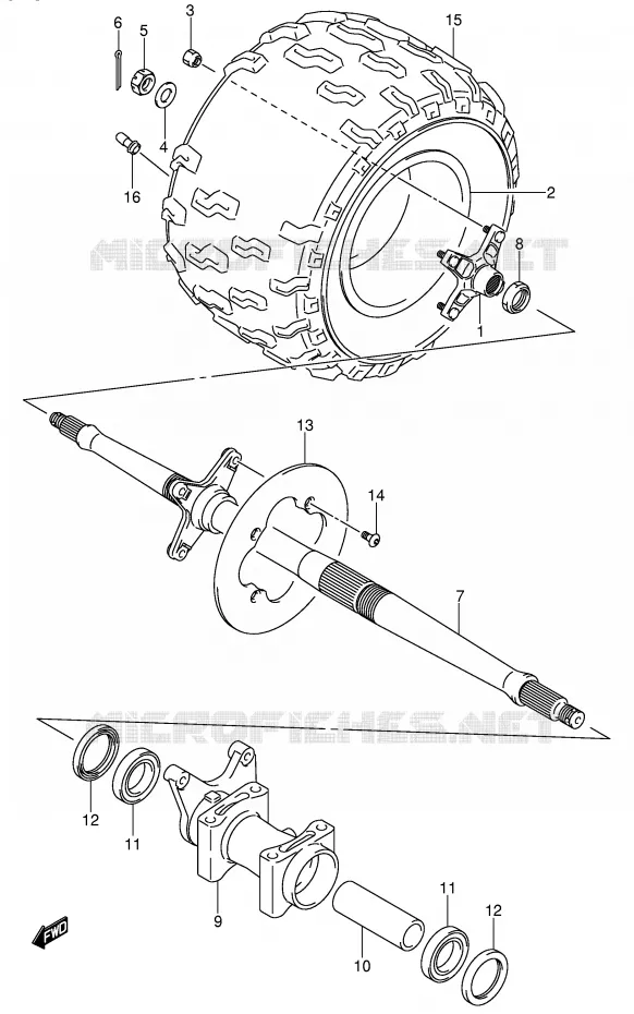 ROUE ARRIERE DROITE (MODELE K4) Suzuki QUAD 400 QUADSPORT 2004  LT-Z400K4(E3/E28)