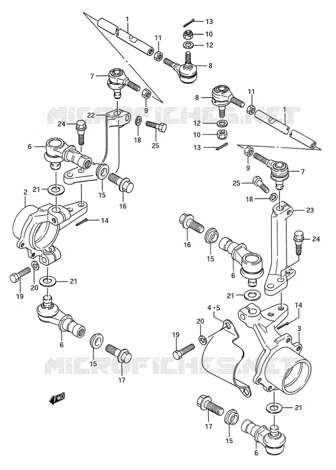 BIELLETTES DE DIRECTION - MOYEU Suzuki QUAD 250 KINGQUAD 1987  LT-F4WDH(E28)