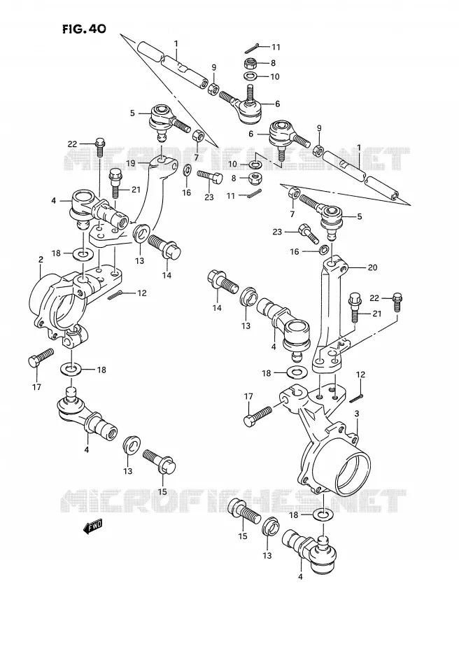 BIELLETTES DE DIRECTION - MOYEU Suzuki QUAD 300 KINGQUAD 1992  LT-F4WDXN(E2)