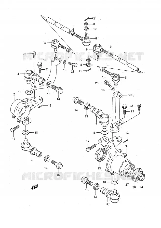 BIELLETTES DE DIRECTION - MOYEU Suzuki QUAD 300 KINGQUAD 1993  LT-F4WDXP(E28)