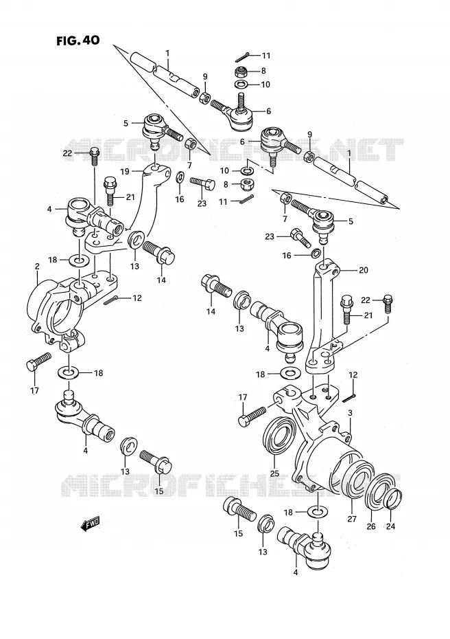 BIELLETTES DE DIRECTION - MOYEU Suzuki QUAD 300 KINGQUAD 1993  LT-F4WDXP(E3)