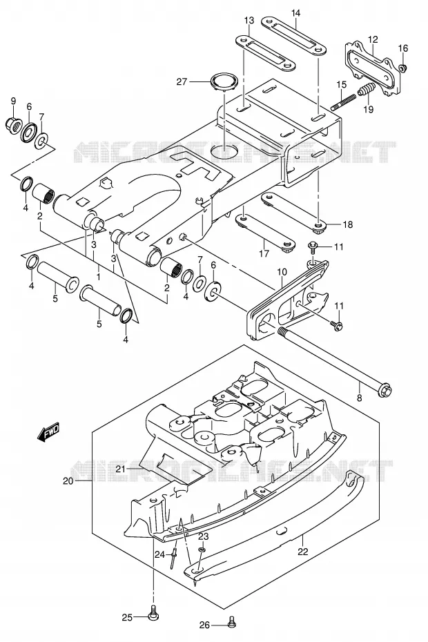 BRAS OSCILLANT ARRIERE (MODELE K3 F.NO.32113658~) Suzuki QUAD 400 QUADSPORT 2005  LT-Z400K5(E3/E28)