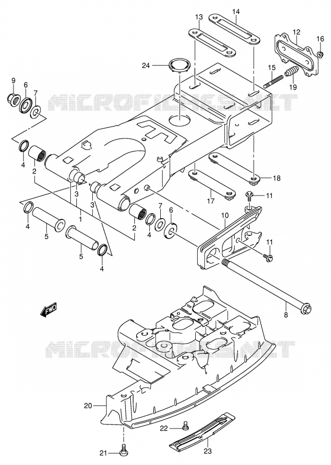 BRAS OSCILLANT ARRIERE (MODELE K3~F.NO.32113657) Suzuki QUAD 400 QUADSPORT 2005  LT-Z400K5(E3/E28)