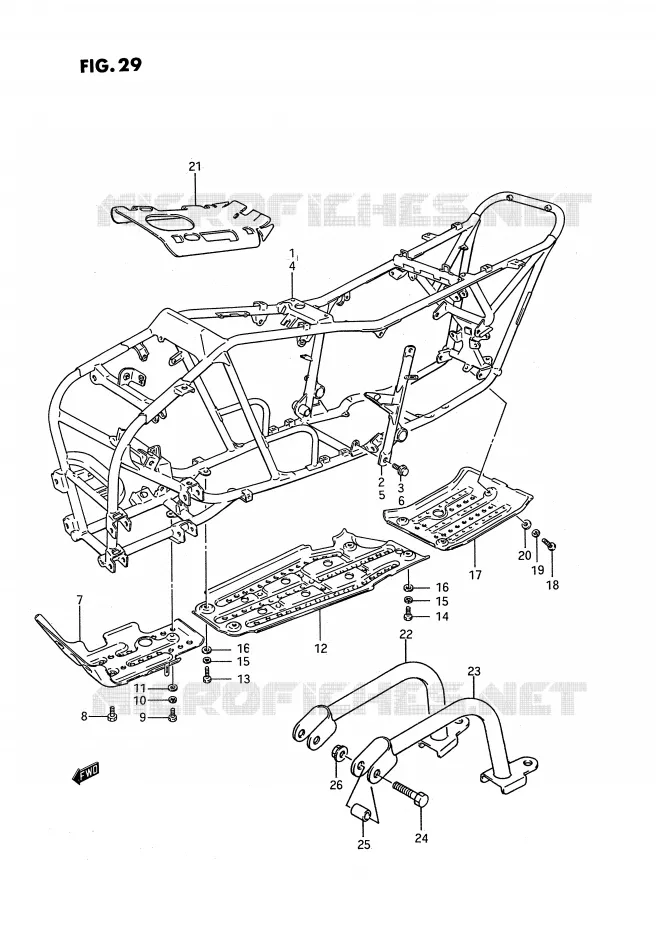 CADRE (MODELE H/J/K) Suzuki QUAD 250 KINGQUAD 1992  LT-F4WDN(E2)