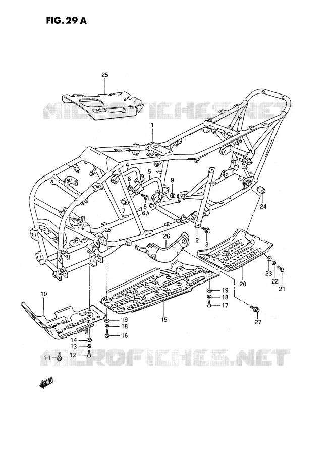 CADRE (MODELE L/M/N/P/R/S) Suzuki QUAD 250 KINGQUAD 1989  LT-F4WDK(E2)