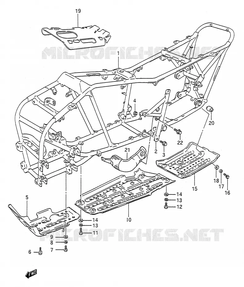 CADRE (MODELE L/M/N/P/R/S) Suzuki QUAD 250 KINGQUAD 1989  LT-F4WDK(E28)