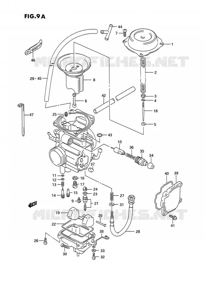CARBURATEUR (MODELE L/M/N/P/R/S/T) Suzuki QUAD 250 OZARK 1995  LT-F250S(E2)