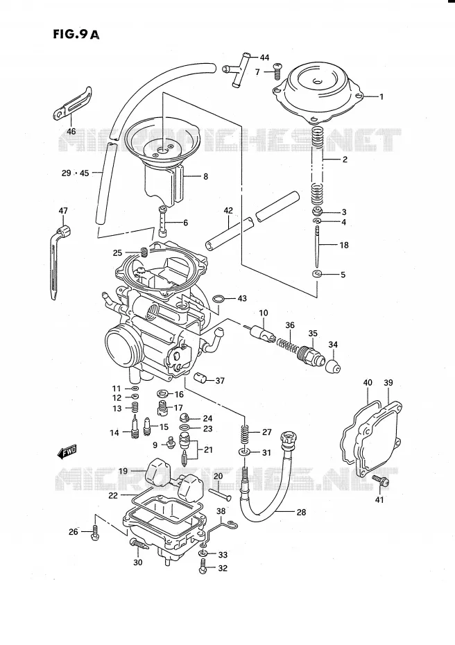 CARBURATEUR (MODELE L/M/N/P/R/S/T) Suzuki QUAD 250 OZARK 1996  LT-F250T(E3)