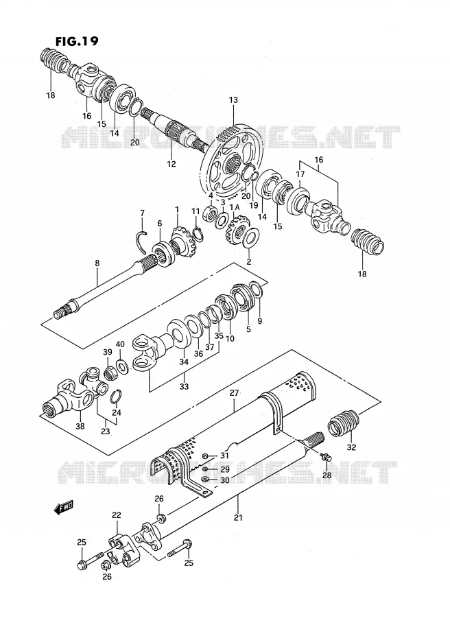CARDAN (MODELE M/N/P/R) Suzuki QUAD 300 KINGQUAD 1995  LT-F4WDXS(E3)