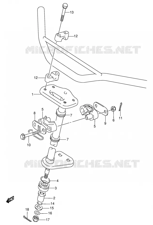 COLONNE DE DIRECTION Suzuki QUAD 80 QUADSPORT 1999  LT80X(P3/P28)