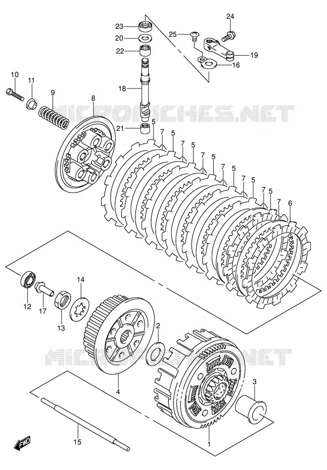 EMBRAYAGE (MODELE K3/K4) Suzuki QUAD 400 QUADSPORT 2003  LT-Z400K3(E3/E28)
