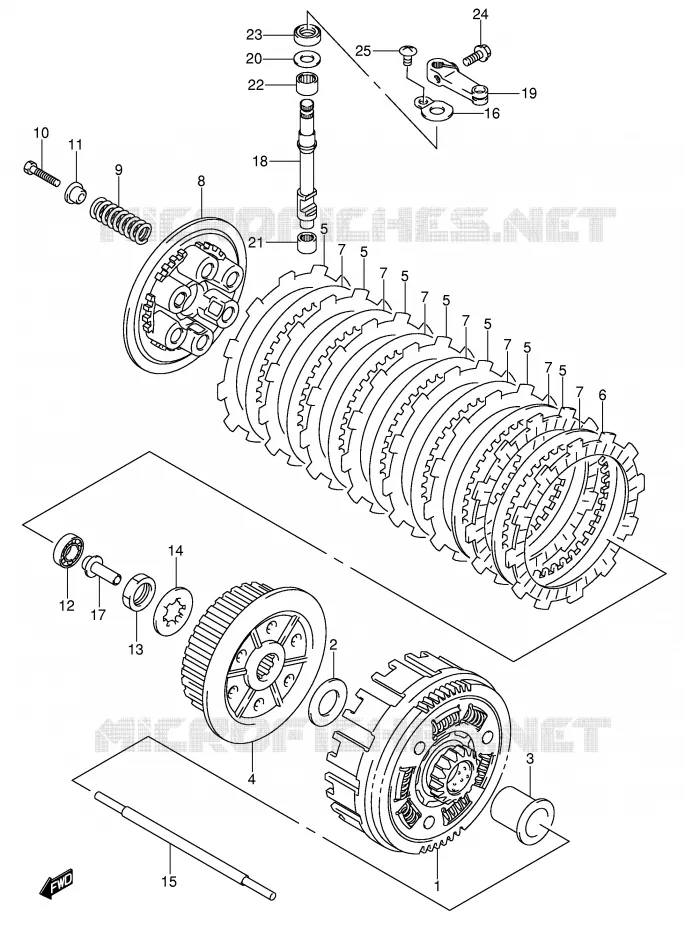 EMBRAYAGE (MODELE K3/K4) Suzuki QUAD 400 QUADSPORT 2007  LT-Z400K7(E19)