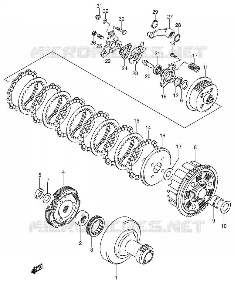 EMBRAYAGE (MODELE K3) Suzuki QUAD 250 OZARK 2002  LT-F250K2(E3/E28)