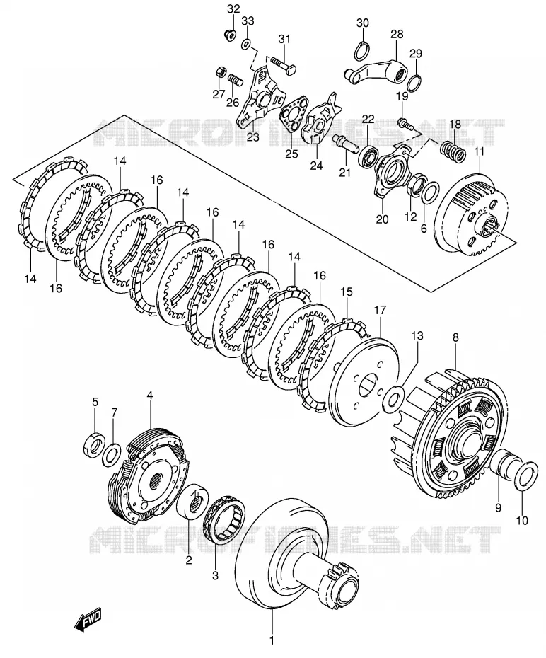 EMBRAYAGE (MODELE K4) Suzuki QUAD 250 OZARK 2003  LT-F250K3(E17)