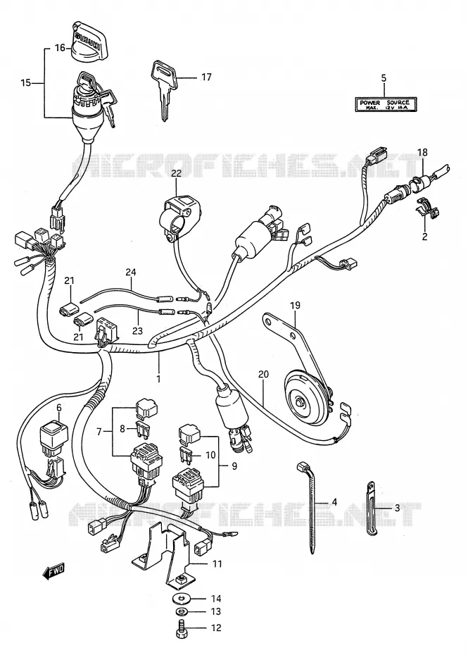 FAISCEAU ELECTRIQUE Suzuki QUAD 250 KINGQUAD 1992  LT-F4WDN(E28)