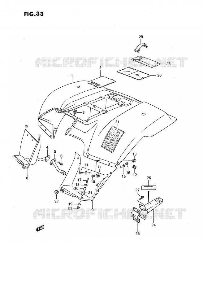 GARDE BOUE ARRIERE (MODELE L) Suzuki QUAD 160 OZARK 1990  LT-F160L(P2)