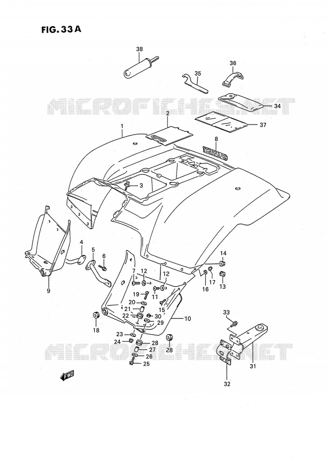 GARDE BOUE ARRIERE (MODELE M/N/P/R/S/T) Suzuki QUAD 160 OZARK 1990  LT-F160L(P2)