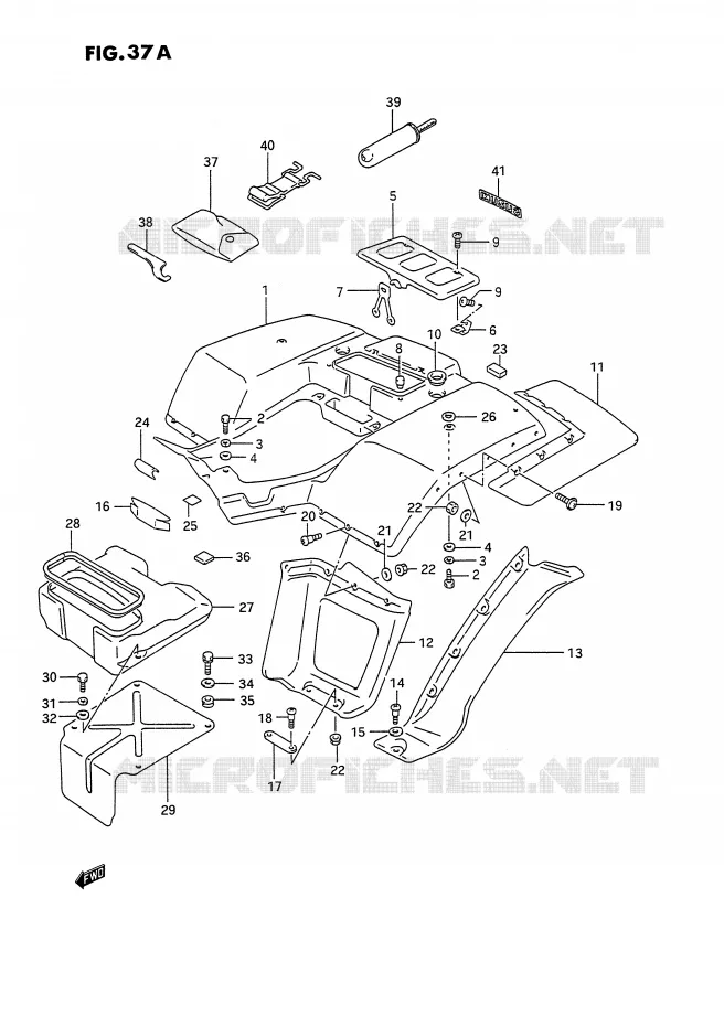 GARDE BOUE ARRIERE (MODELE M/N/P/R/S/T) Suzuki QUAD 250 OZARK 1991  LT-F250M(E28)
