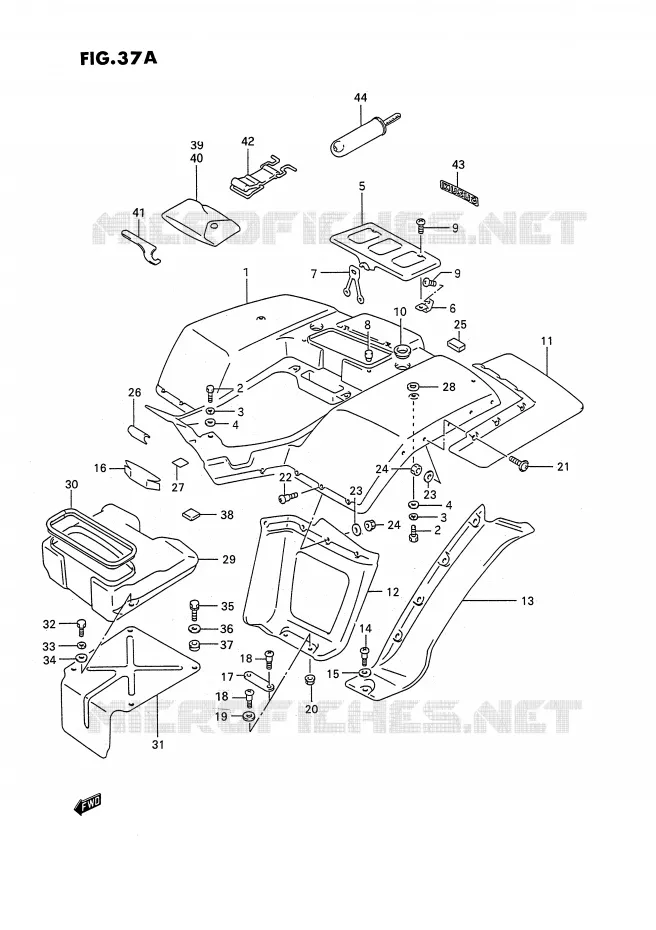 GARDE BOUE ARRIERE (MODELE M/N/P/R/S/T) Suzuki QUAD 250 OZARK 1995  LT-F250S(E2)