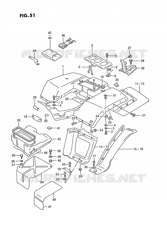 GARDE BOUE ARRIERE Suzuki QUAD 300 KINGQUAD 1993  LT-F4WDXP(E2)