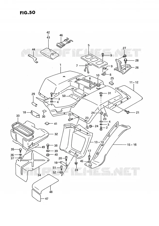 GARDE BOUE ARRIERE Suzuki QUAD 300 KINGQUAD 1993  LT-F4WDXP(E3)