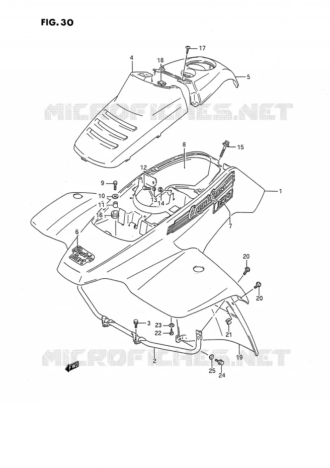 GARDE BOUE AVANT (MODELE L) Suzuki QUAD 160 OZARK 1994  LT-F160R(P2)