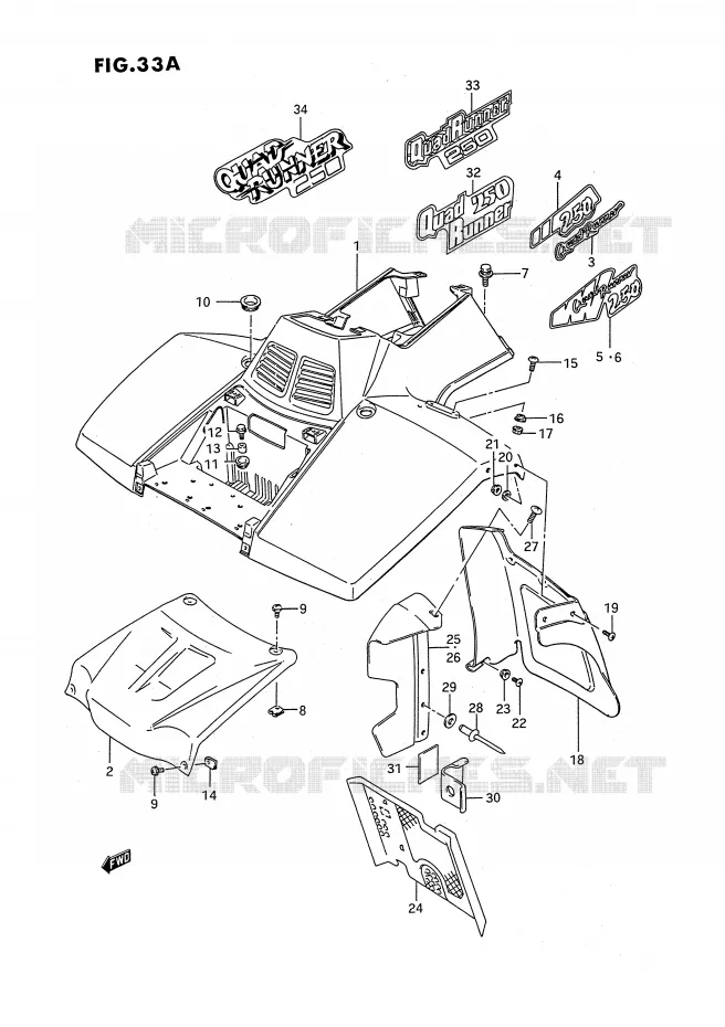 GARDE BOUE AVANT (MODELE M/N/P/R/S/T) Suzuki QUAD 250 OZARK 1994  LT-F250R(E2)