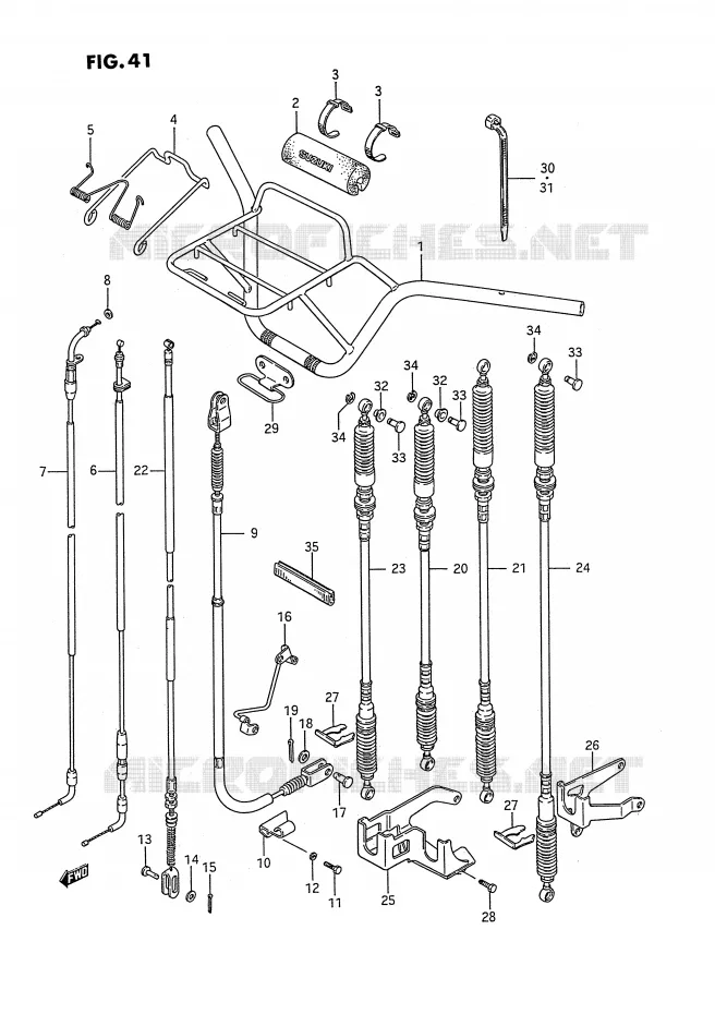 GUIDON - CABLES (MODELE H) Suzuki QUAD 250 KINGQUAD 1994  LT-F4WDR(E2)