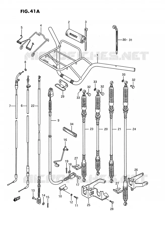 GUIDON - CABLES (MODELE J/K) Suzuki QUAD 250 KINGQUAD 1990  LT-F4WDL(E2)