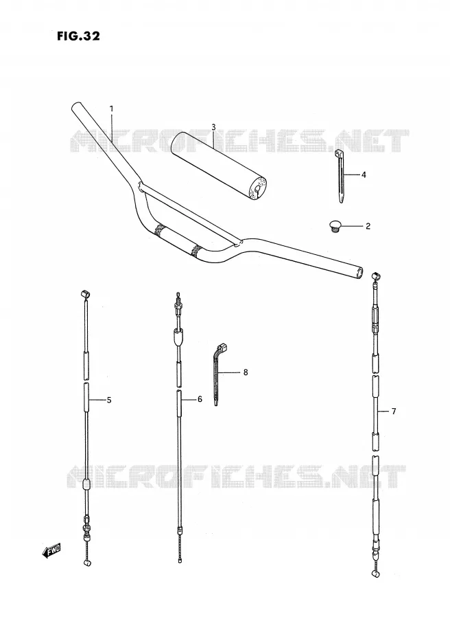 GUIDON - CABLES Suzuki QUAD 250 QUADRACER 1990  LT250RL(E1)