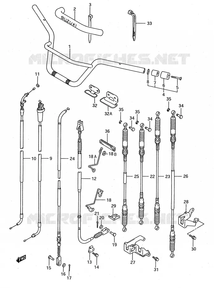 GUIDON - CABLES Suzuki QUAD 300 KINGQUAD 1991  LT-F4WDXM(E28)