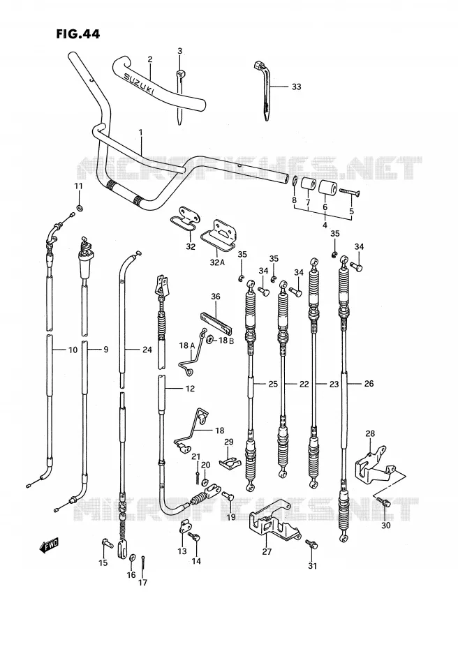 GUIDON - CABLES Suzuki QUAD 300 KINGQUAD 1995  LT-F4WDXS(E3)