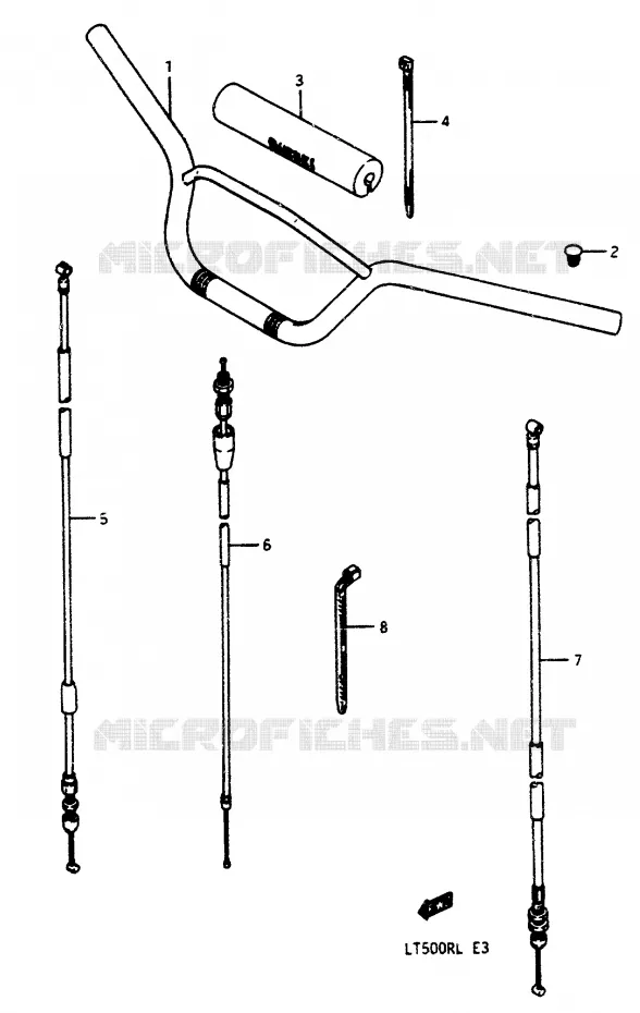 GUIDON - CABLES Suzuki QUAD 500 QUADRACER 1988  LT500RJ(H/J/K/L)