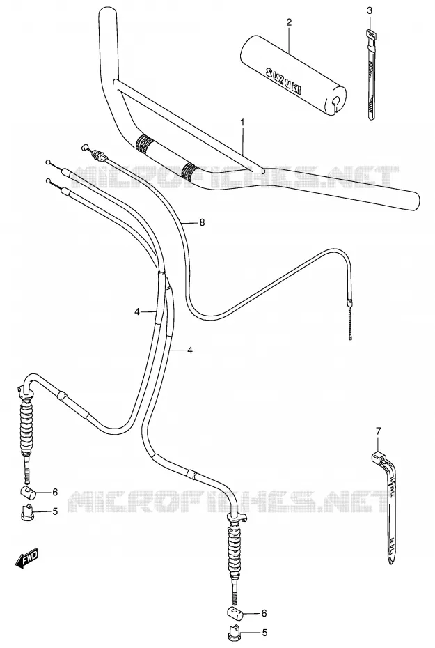 GUIDON - CABLES Suzuki QUAD 80 QUADSPORT 1997  LT80V(P3/P28)