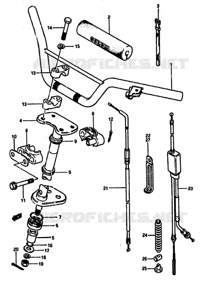 GUIDON - COLONNE DE DIRECTION Suzuki QUAD 50 MINIQUAD-SPORT 1986  LT50G(E/F/G/H/J/K)