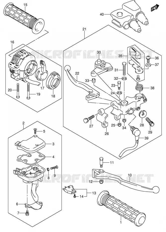 LEVIERS - POIGNEES (MODEL K4/K5/K6/K7) Suzuki QUAD 400 QUADSPORT 2007  LT-Z400K7(E3/E28)