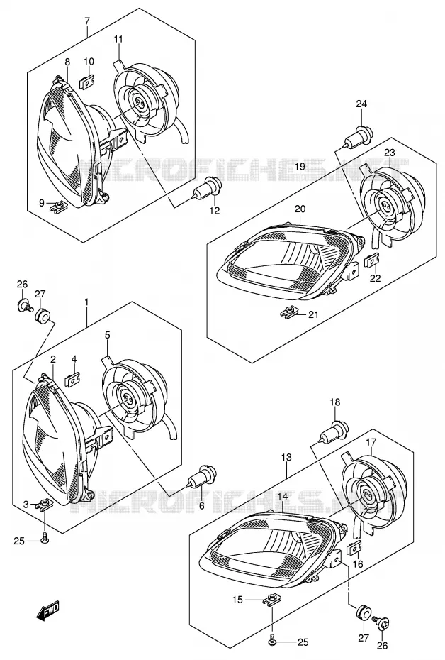 PHARE (MODELE K5 P24) Suzuki QUAD 400 EIGER 2007  LT-F400FK7(P24)
