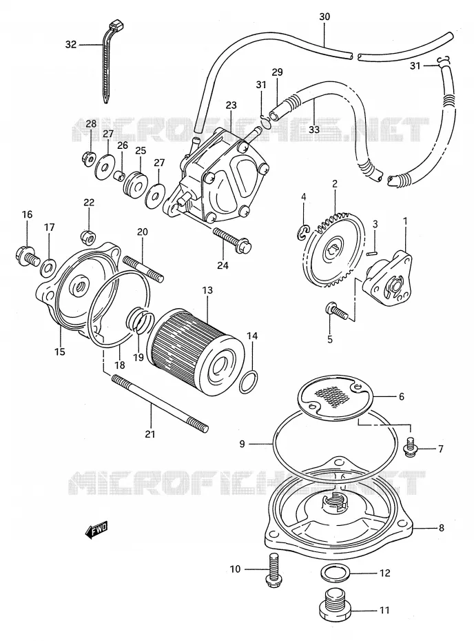 POMPE A HUILE - POMPE A ESSENCE Suzuki QUAD 250 KINGQUAD 1991  LT-F4WDM(E28)