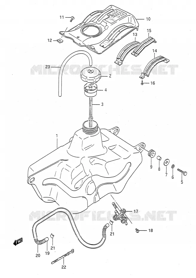 RESERVOIR D'ESSENCE Suzuki QUAD 300 KINGQUAD 1991  LT-F4WDXM(E28)