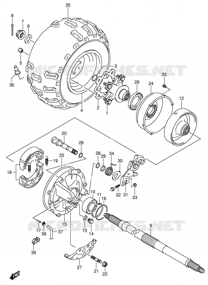 ROUE ARRIERE DROITE Suzuki QUAD 250 QUADSPORT 2007  LT-Z250K7(E28/E33)