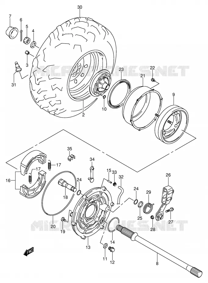 ROUE ARRIERE DROITE Suzuki QUAD 400 EIGER 2003  LT-A400FK3(P24)