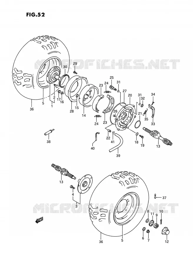 ROUE ARRIERE (MODELE M/N/P/R) Suzuki QUAD 300 KINGQUAD 1994  LT-F4WDXR(E2)