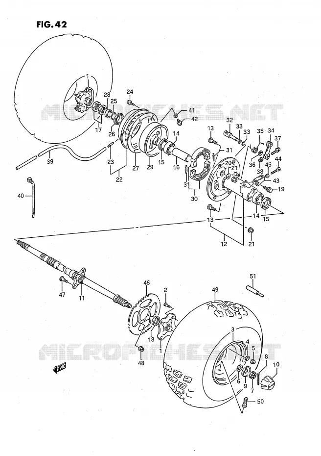 ROUE ARRIERE Suzuki QUAD 160 OZARK 1993  LT-F160P(P2)