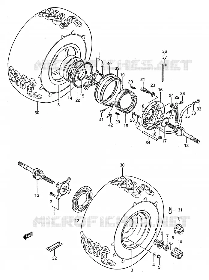 ROUE ARRIERE Suzuki QUAD 250 KINGQUAD 1993  LT-F4WDP(E28)