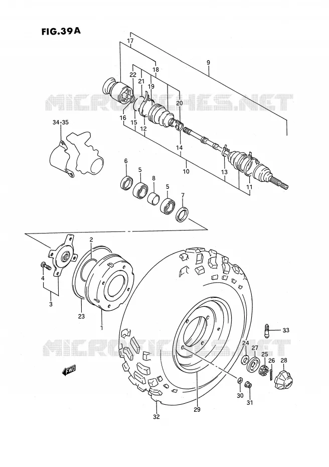 ROUE AVANT (MODELE M/N) Suzuki QUAD 250 KINGQUAD 1989  LT-F4WDK(E2)
