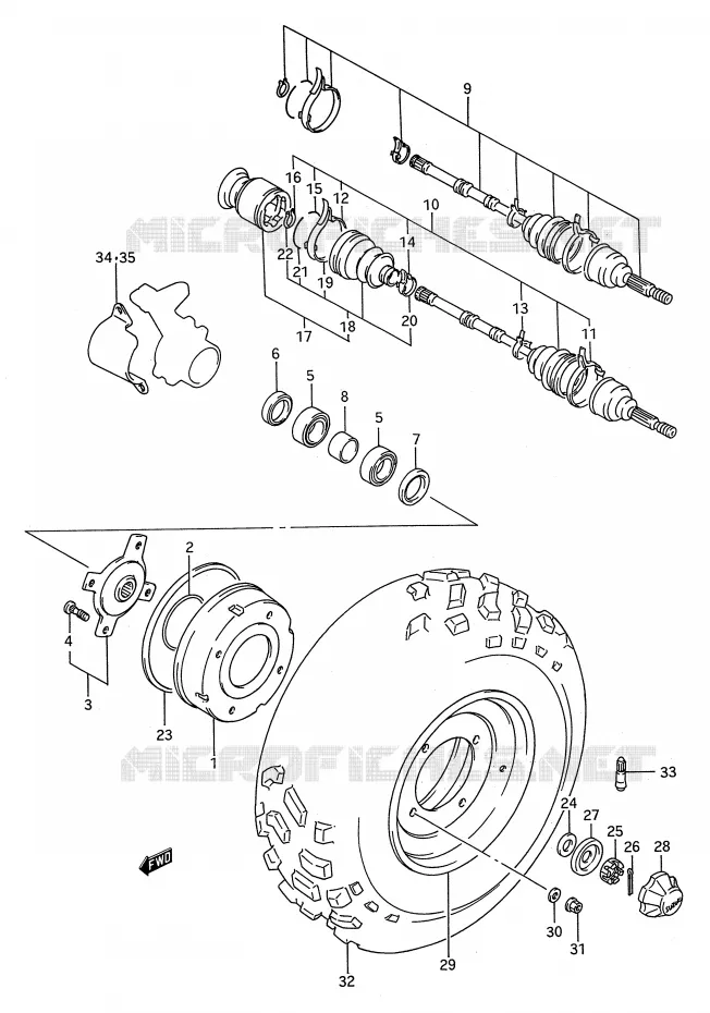 ROUE AVANT (MODELE P/R/S) Suzuki QUAD 250 KINGQUAD 1989  LT-F4WDK(E28)