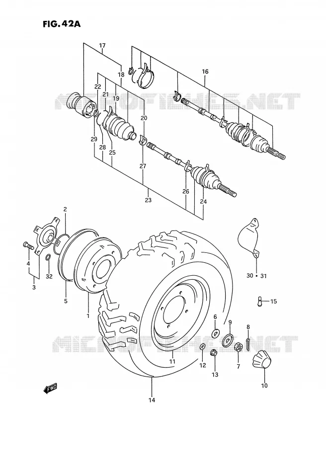 ROUE AVANT (MODELE P/R/S) Suzuki QUAD 300 KINGQUAD 1991  LT-F4WDXM(E2)