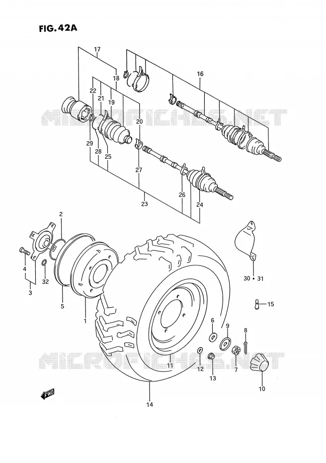 ROUE AVANT (MODELE P/R/S) Suzuki QUAD 300 KINGQUAD 1995  LT-F4WDXS(E3)