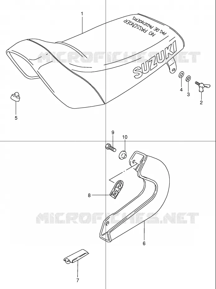 SELLE - CARTER DE CHAINE (MODELE K1/K2) Suzuki QUAD 50 MINIQUAD-SPORT 1990  LT50L(P1)
